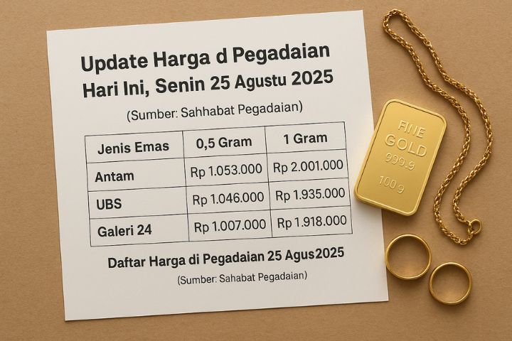 Harga Emas Senin 25 Agustus 2025
